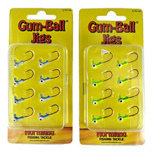 2 pk 8 ct Northland Tackle Gum-Ball Fishing Jig Blood Red Hooks 1/32oz 2 Colors