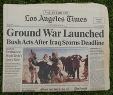 LOS ANGELES TIMES FEBRUARY 24, 1991 NEWSPAPER GROUND WAR LAUNCHED IN IRAQ