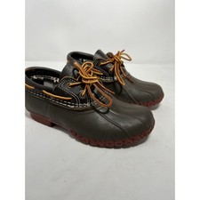 L.L.Bean Women's Rubber Moc Duck Boots Size 6 M Made in USA Green/Brown 504729
