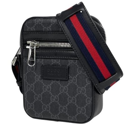GUCCI GG Supreme Shoulder Bag 598103 Coated Canvas Black #BS1676