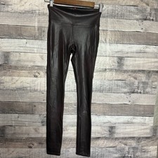Spanx Womens Faux Leather Leggings in Burgundy Size XS Shapewear