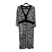 Rafaella Woman Zebra Print Midi Dress V Neck 3/4 Sleeve Plus Size 2X