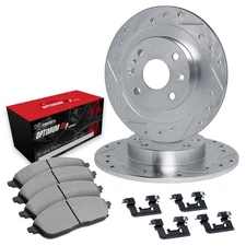 For Volkswagen Quantum 86 Drilled & Slotted Rear Brake Kit w Optimum Pads