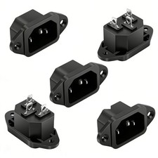5Pcs AC 120/250V 10A 3P IEC 320 C14 Panel Mount Power Inlet Socket Receptacle