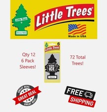 Little Trees U6P-60155 Black Ice Hanging Air Freshener for Car Home 72 Pack