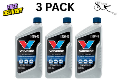 3 Pack Valvoline PowerSport 10W40 Motorcycle Engine Oil Free Ship