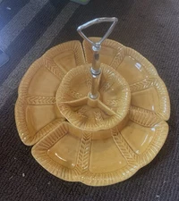  California Pottery Four Section Chip And Dip Set