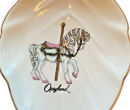Vintage Opryland Porcelain Trinket Dish Carousel Horse Leaf Shaped Theme Park - Picture 2 of 3