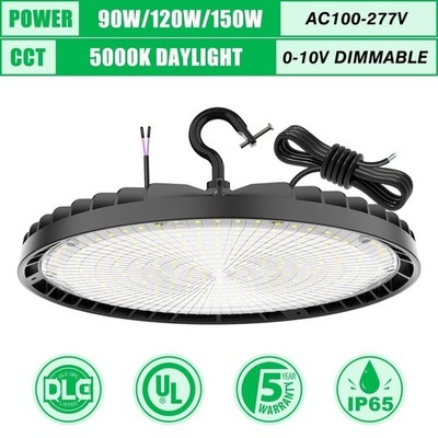 90W/120W/150W UFO Led High Bay Light Ajustable Dimmable Garage Ceiling Fixtures