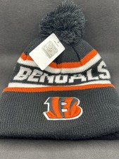 Cincinnati Bengals NFL Pom Pom Knit Beanie Hat NWT Official Licensed Black