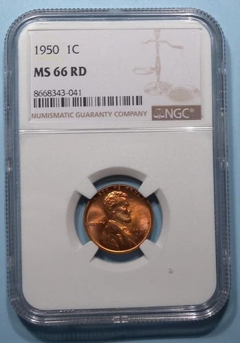 1950-P WHEAT CENT NGC MS 66 RD EBAY AUCTION COMP $78.40 STOCK PHOTO #SP-7