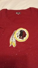 NFL Team Apparel Washington Redskins Red Glitter Long Sleeve Shirt Size M