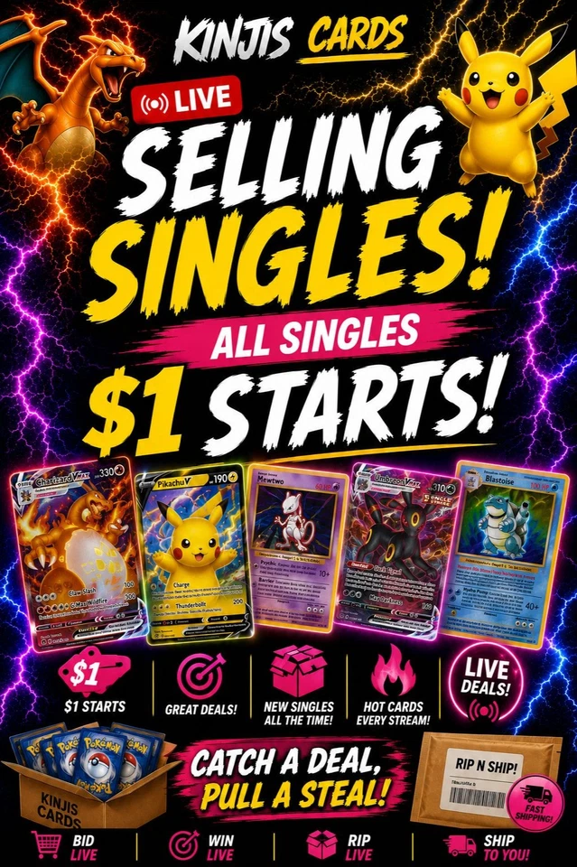 Kinjis Cards First EVER Singles Stream!!! Raws & Slabs Packs Too If Wanted!