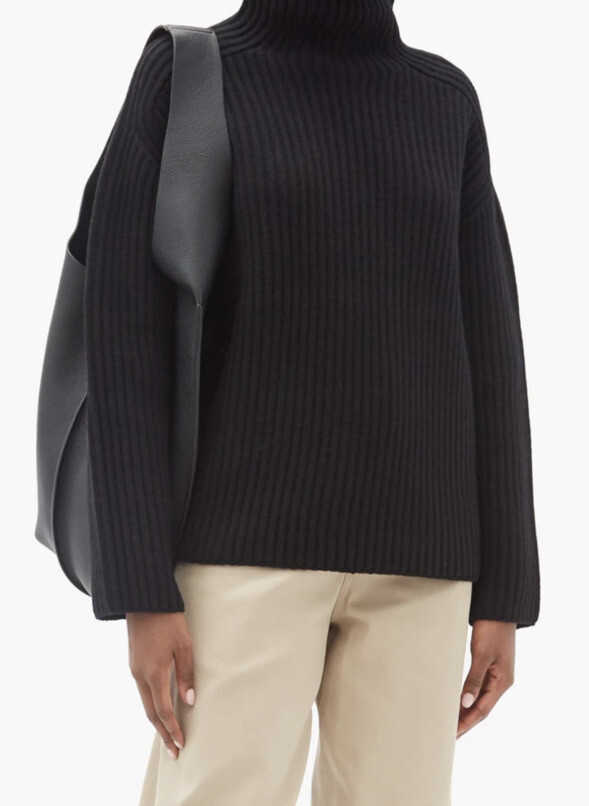 NEW Acne Studios Kanamda Roll-neck Ribbed Wool Sweater - Black