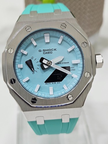 modifiziertes Custom GA-2100 T.blaues Armband mit Zifferblatt