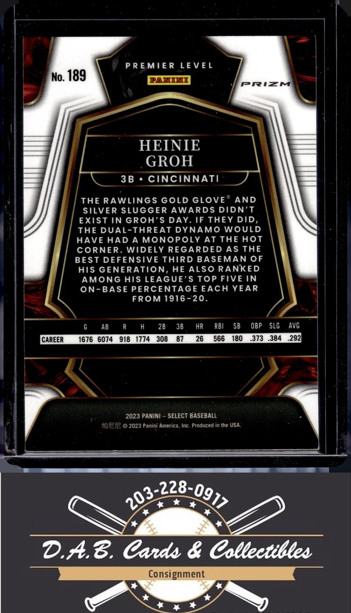 ヒロ　5点 2023 Panini Select #189 Heinie Groh Silver Prizm Cincinnati Reds