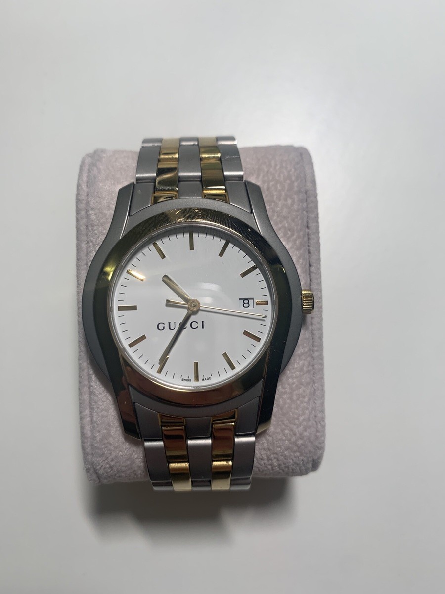 Gucci 5500 XL Two Tone Gold Stainless Steel Quartz Watch