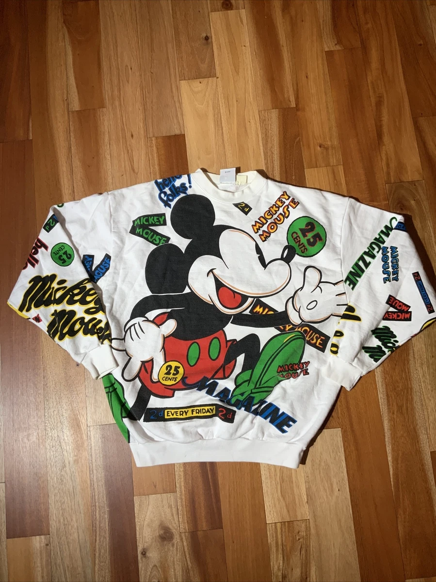 Mickey Mouse Crew Sweatshirt Comic Panel Full All Over Print Vintage Disney