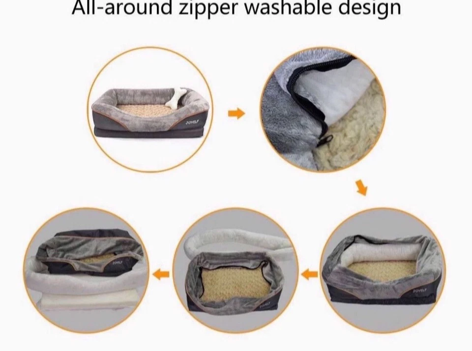 Cojín de espuma viscoelástica para sofá cama para mascotas perro gato alfombra lavable suave extraíble ortopédico Foto 3 de 4