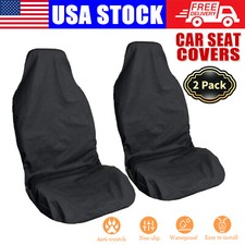 2pcs Front Seat Covers Car Pet Dog Travel Waterproof Protector Non-Slip Black