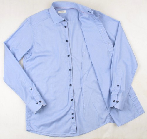 ETON CONTEMPORARY FIT Men's Houndstooth Formal Business Blue Shirt 40 15 3/4 - Picture 14 of 24