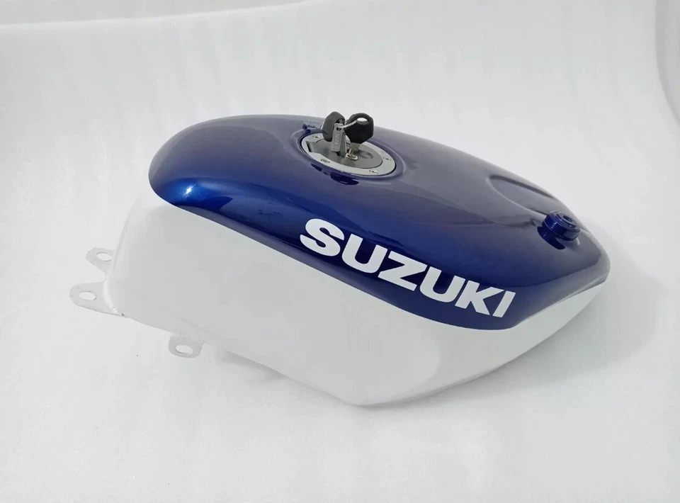 ADEQUADO PARA Suzuki RGV250 vj22 1991 -1994 torneira tampa tanque de gasolina aço azul branco - Imagem 3 de 4