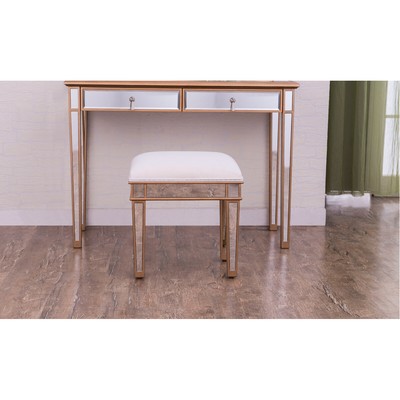 Mirrored Gold Vanity Dressing Bench Footstool Living Room Bedroom