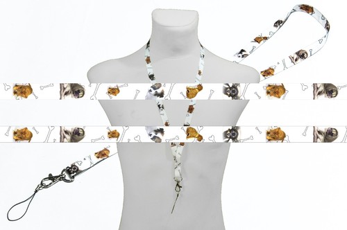 Cute Animal DOGS PUPPY PUPPIES SATIN LANYARD neck strap for mobile ID badge keys - 第 1/6 張圖片