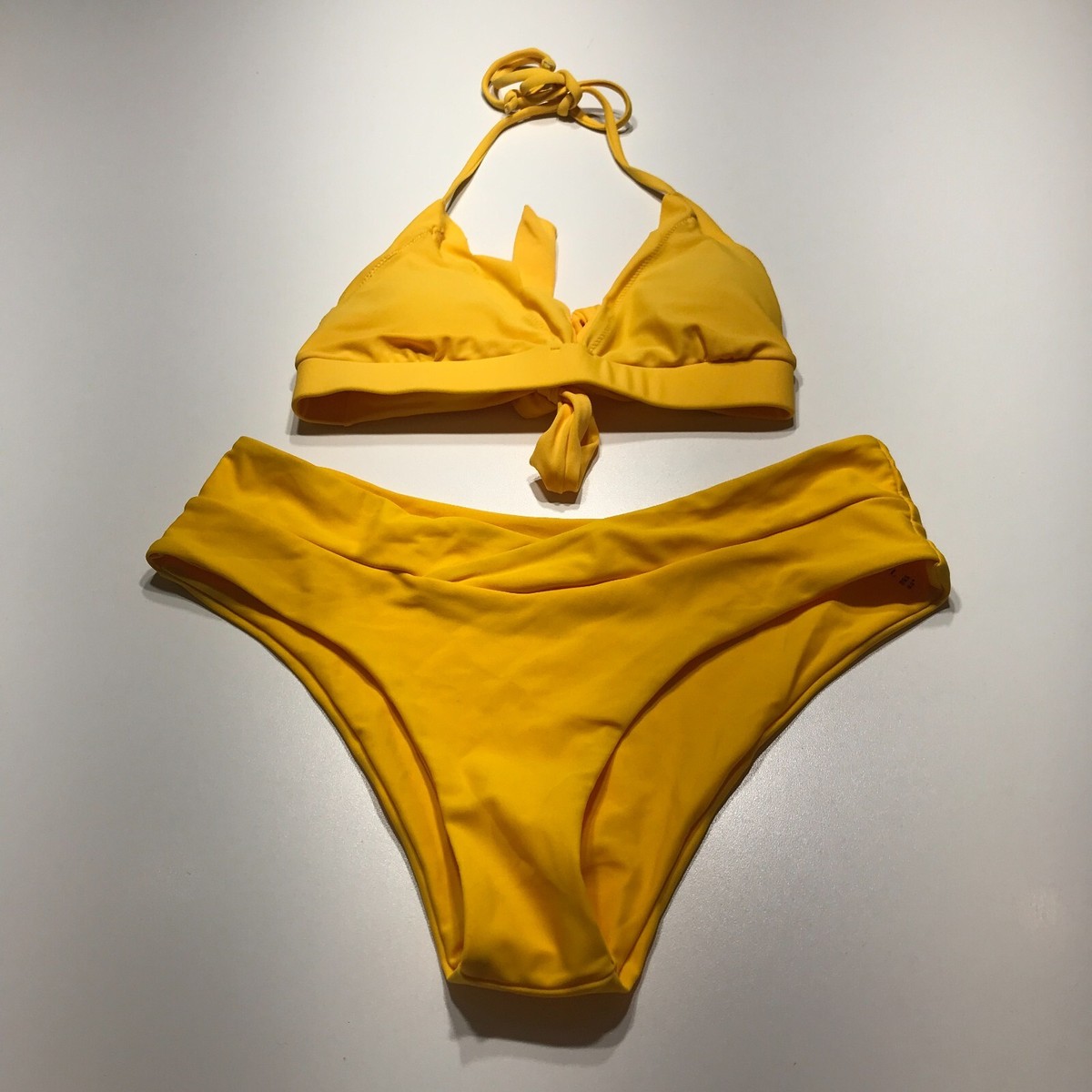 yellow halter neck bikini
