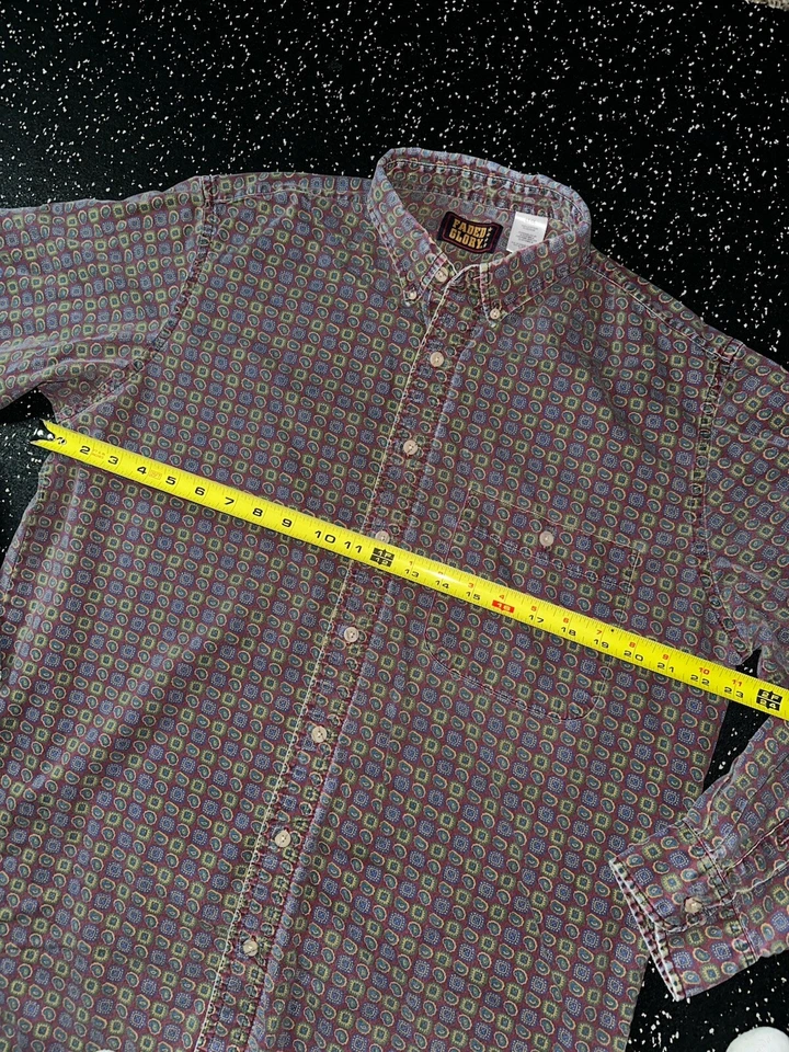 Camisa a Rayas Vintage Desteñida Gloria Manga Larga PARA HOMBRES TALLA GRANDE Con Botones Foto 4 de 4