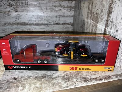 1/64 Scale Versatile 580DT Tractor With Semi And Lowboy Red Chrome Chase