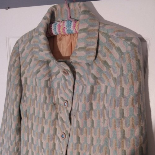 Vintage Retro 1960s Glenn Models Mod Original Woven Pastel Colour Coat Jacket 12 - Picture 2 of 12