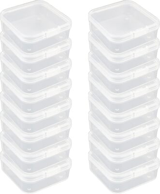 16x Small Plastic Storage Boxes Container Square Box Coins Screws Jewelry Crafts