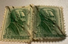 Andrew Jackson 1 Cent U.S. Postage Stamp. Two at bargain price.
