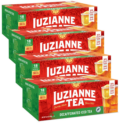 Unsweetened Decaffeinated Iced Tea Bags, Gallon Size, 18ct Box, (Pack of 4)