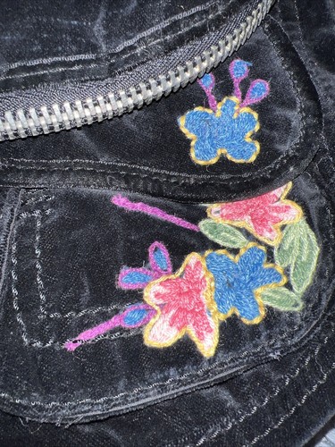 Lucky Brand Stash Shoulder Bag Black Velvet Floral Embroidered Purse - Picture 4 of 11
