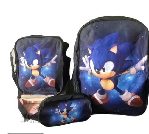 Sonic 3 Stck. Kinder Schule Rucksack 16 Zoll Isolierte Lunch Bag Stift Etui