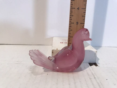 Vintage Murano Made In Italy  Pale Pink Bird  Art Glass Hand Blown