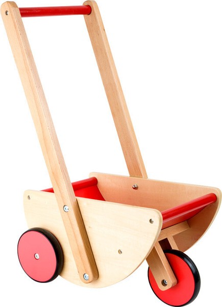 Puppenwagen Mit 3 RäDern - Lauflernwagen FüR Puppen Holzspielzeug Kinder Spielen-image