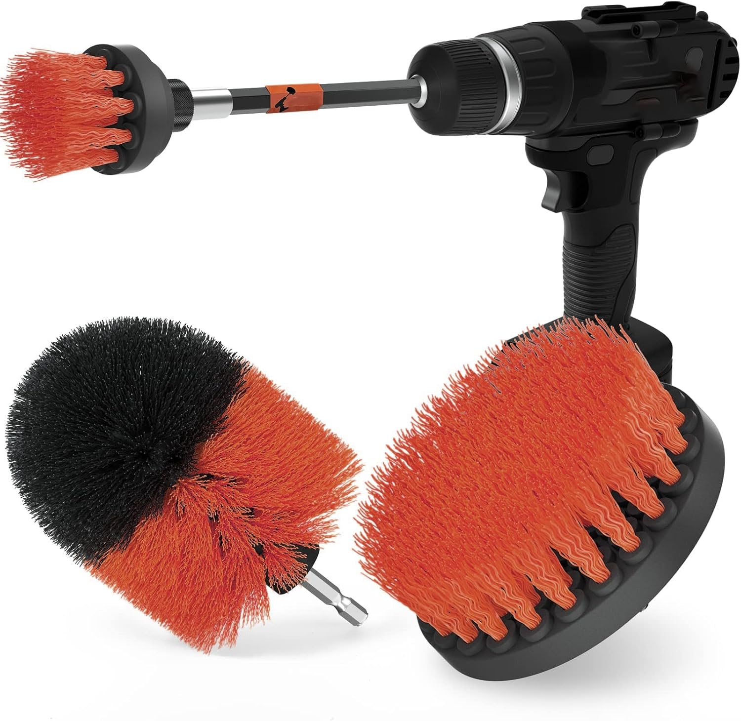 Extended Long Drill Brush Power Scrubber Set for All-Purpose Cleaning