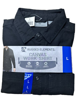 Rugged Elements Men s Canvas Work Shirt Jacket Black LARGE