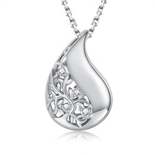 925 Sterling Silver Tree of Life Teardrop Urn Necklace for Ashes Family Tree Kee