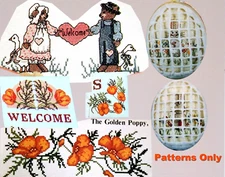 Farmer Bears Geese Welcome Golden Poppies Hardanger Bunny CROSS STITCH PATTERNS