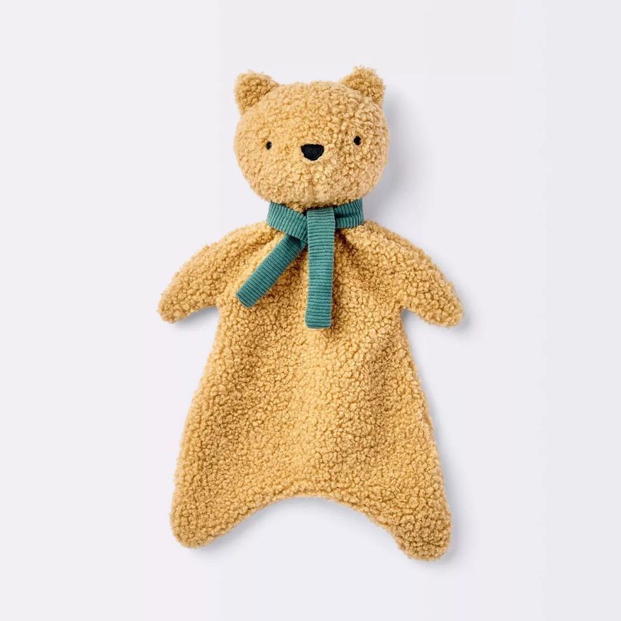 Cloud Island Plush Brown Bear Lovey with Green Scarf Security Blanket  