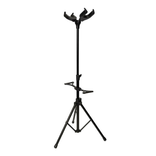 New Fretz Heavy Duty Self-Locking Double Guitar Stand (Black) - Picture 1 of 6
