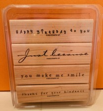 STAMPIN' UP MOUNTED RUBBER STAMPS SIMPLE SAYINGS II SET OF 4 - HAPPY BIRTHDAY