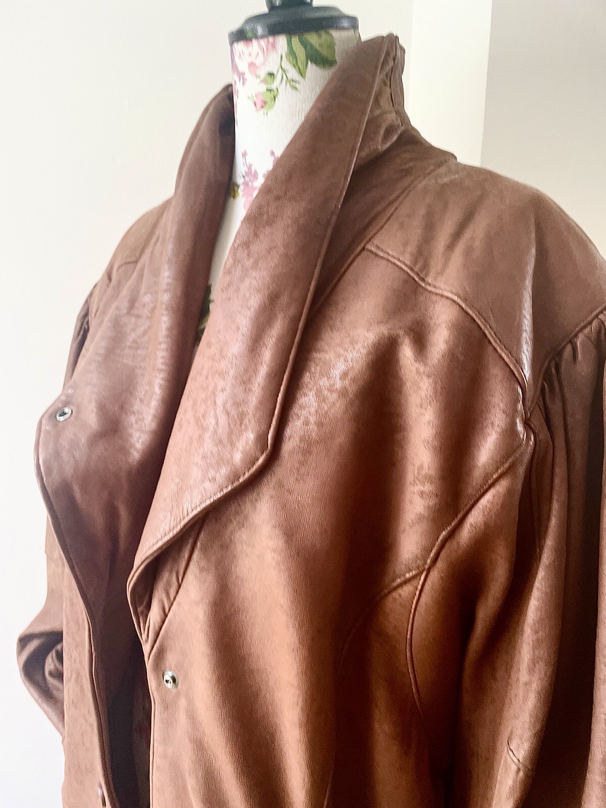 Vintage 1980s Brown Real Leather Long Jacket Coat by Sardar UK London