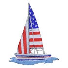 Sailboat Applique Patch - Usa United States Sailing Boat Badge 2-7/8" (Iron on)