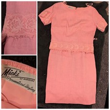 Vintage 1960s Mod Pink Twill Skirt Suit Size Small by Micki of Riverside