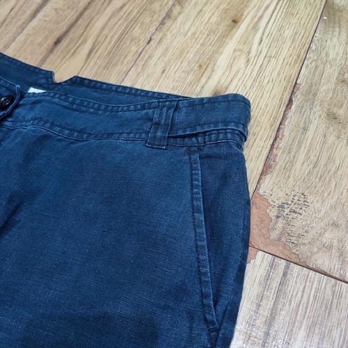 East Navy/Black 100% Linen Wide Leg Trousers Pockets • 12 - Picture 3 of 9